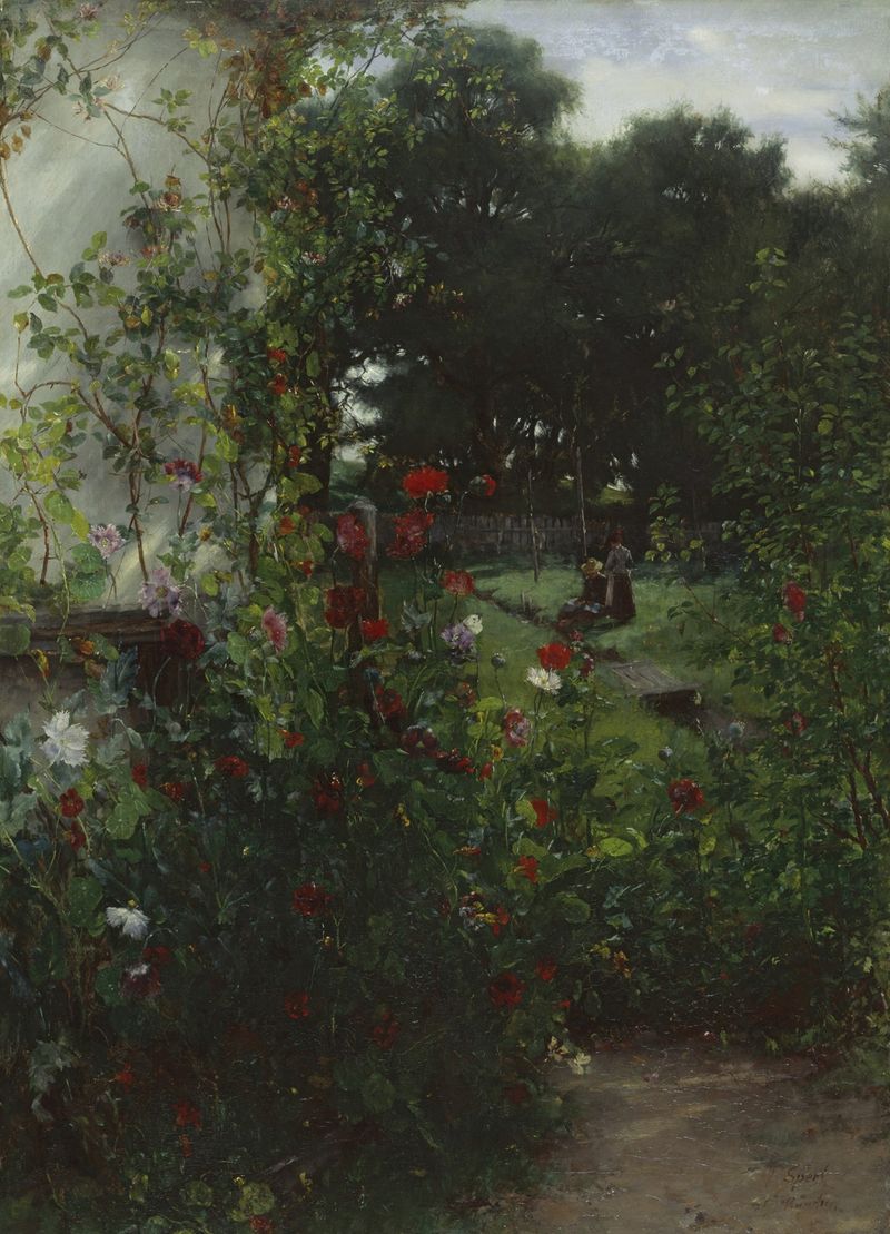 Meadow in front of Leibl’s studio in Aibling, oil on canvas by Johann Sperl