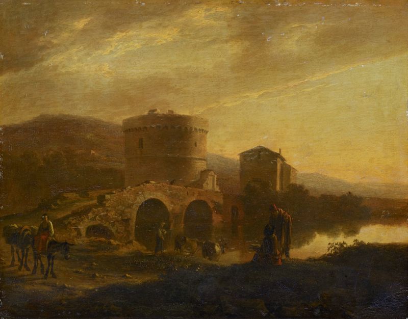 Ponte Lucano com a Tumba dos Plautii, óleo sobre tela de Jan Both