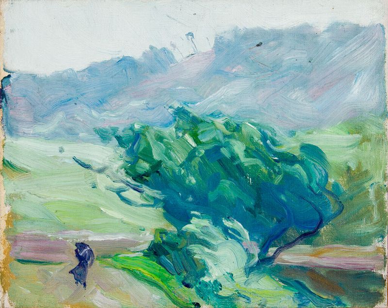 Paisaje con Árbol y Figura, óleo sobre lienzo de Denman Waldo Ross