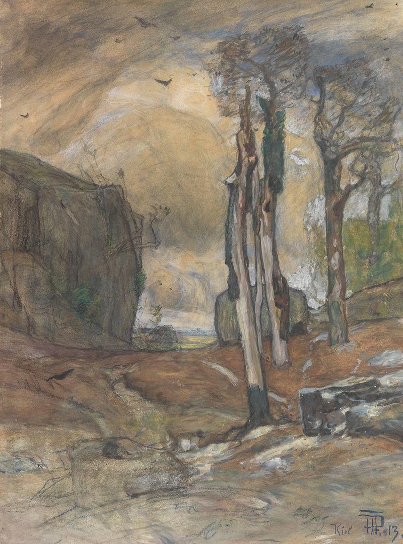 Obra figurativa com crânios, pintura a óleo de Hans Peter Feddersen The Younger