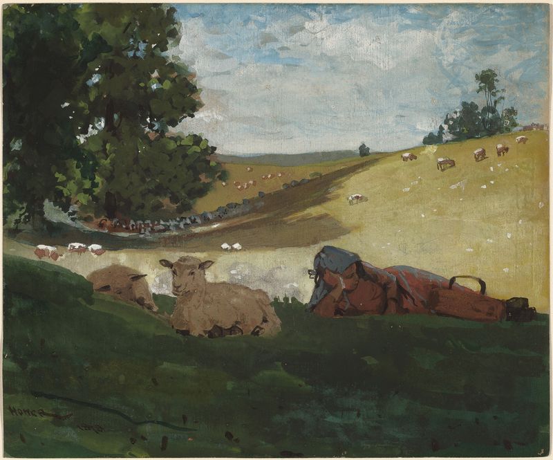 Warm Afternoon de Winslow Homer, óleo sobre lienzo que representa luz y sombras en un paisaje tranquilo.