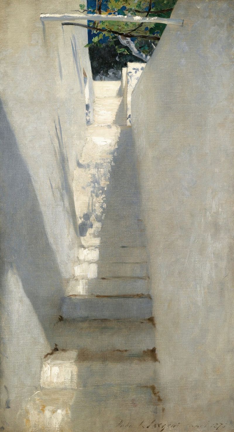 Staircase In Capri de John Singer Sargent, óleo sobre tela que retrata uma escada iluminada pelo sol