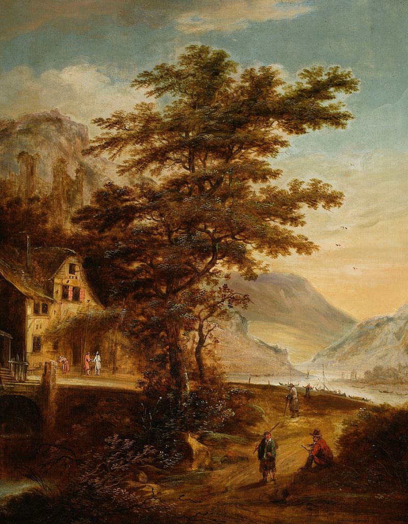 Mountain landscape by Claes Jansz. van der Willigen, oil on canvas
