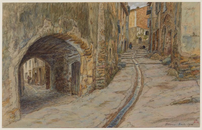 Paisagem de Rue Rompi-cou. Bormes por Henri Rivière, pintura a óleo