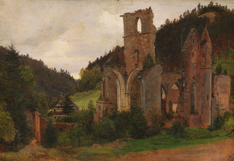 Cloister ruins in the forest by Johann Hermann Carmiencke, 1840