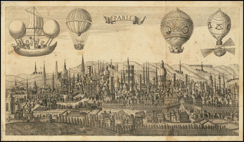 Paisaje rococó que representa París en los años 1780 por artista desconocido