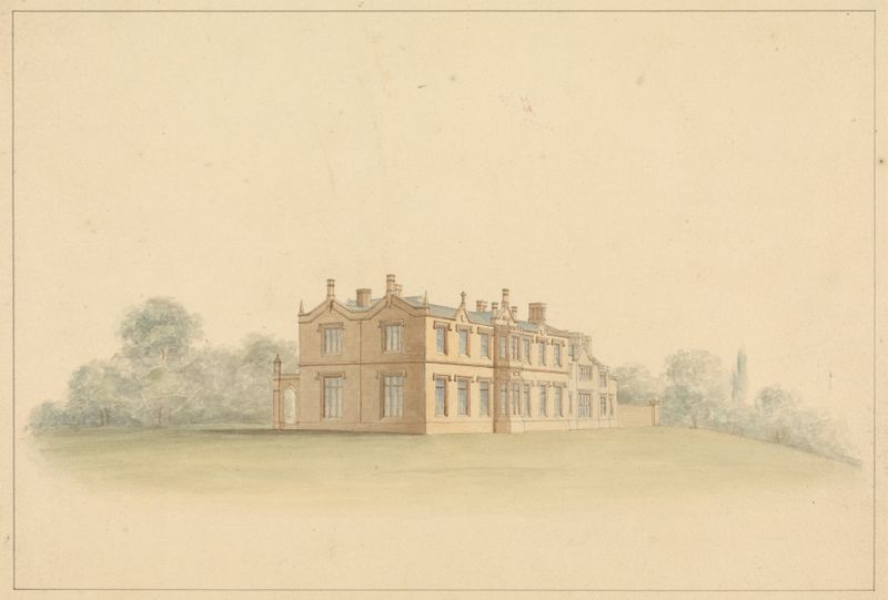 Architectural design for a Tudoresque villa by Lewis Vulliamy, ink on paper