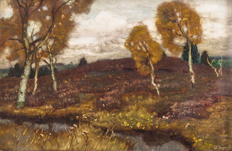 Romanticism landscape featuring birch trees and mist by Carl O'Lynch