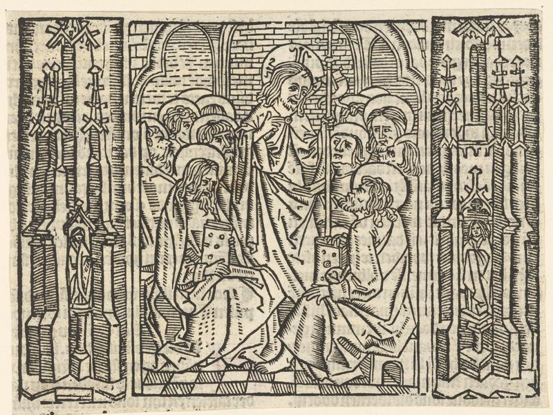 Religious scene with Christ and disciples, paper artwork by Master of Delft