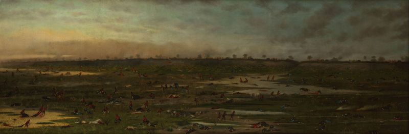 Aftermath of battle in oil on canvas by Cándido Lopez