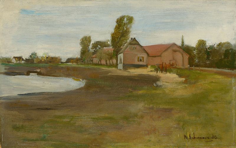 Paisagem com lago, óleo sobre tela de Max Liebermann