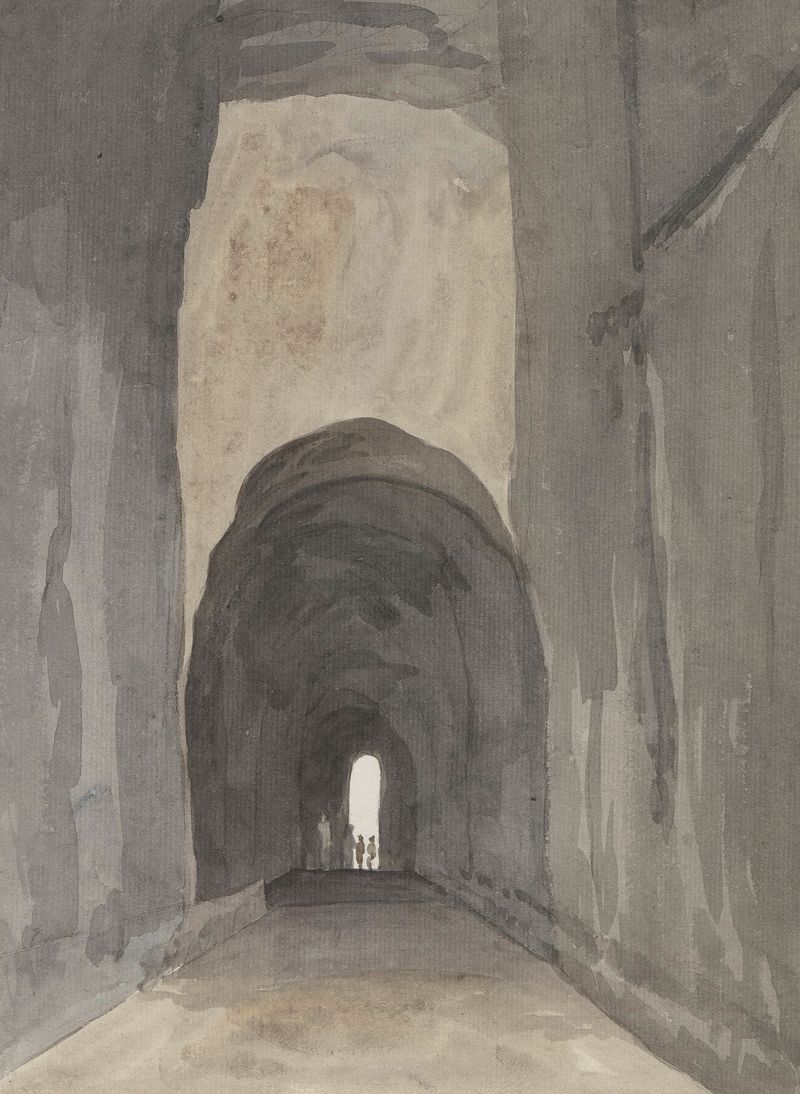 Paisagem costeira com uma gruta de Abraham-Louis-Rodolphe Ducros, 1778