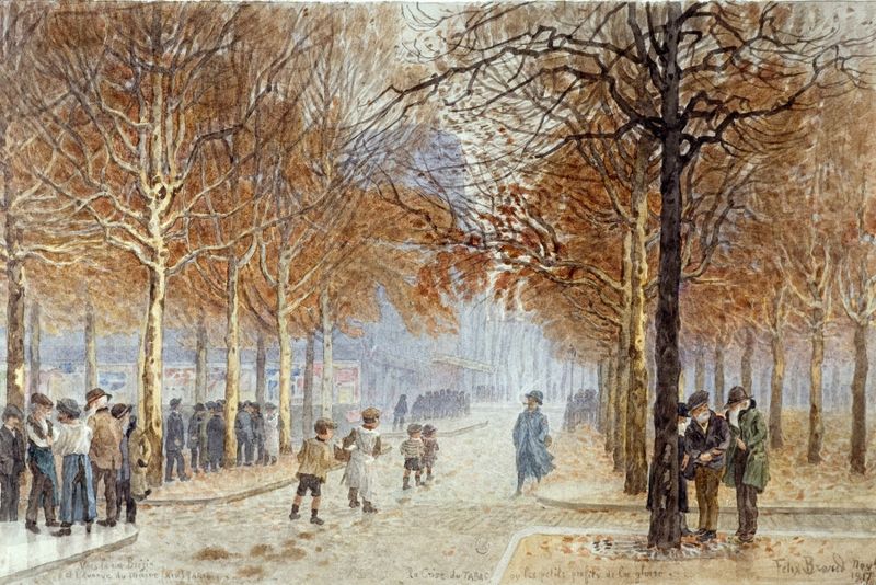 Paisaje de Rue Brézin et avenue du Maine, óleo sobre lienzo de Félix Brard