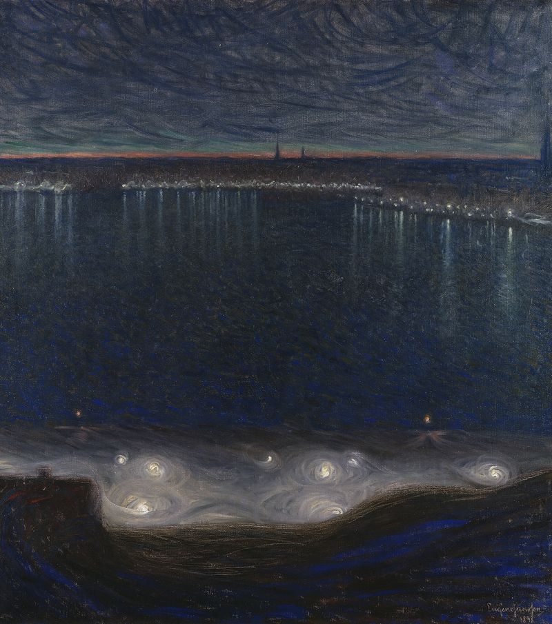 Riddarfjärden, Stockholm by Eugène Jansson, oil on canvas depicting twilight over water