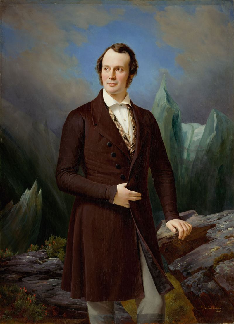 Retrato de Jean Louis Rodolphe Agassiz, óleo sobre tela de Fritz Züber-Bühler
