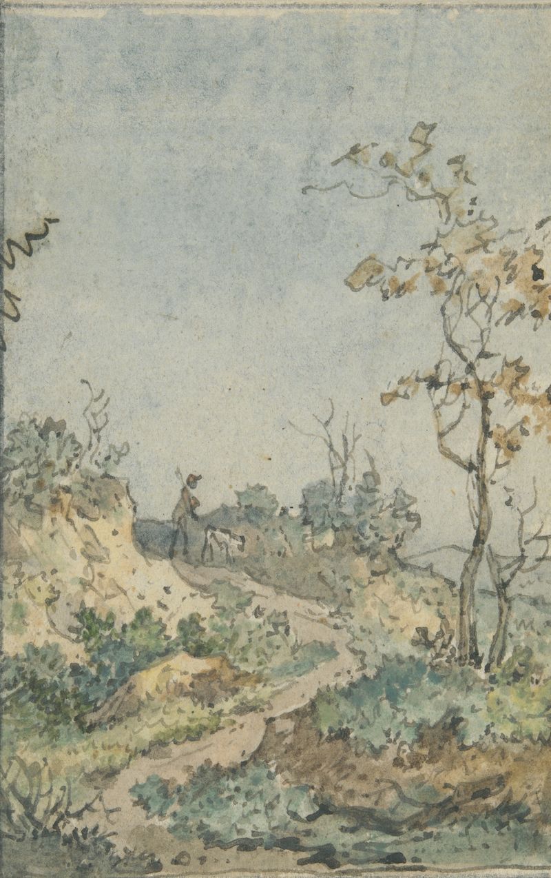 Paisagem com Caçador e Cão, óleo sobre tela de Nicholas Augustin Foin