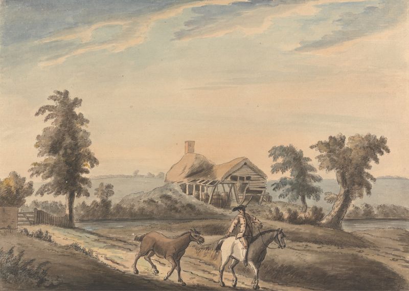 Paisagem representando uma cena rural com vegetação e céu de Capt. Francis Grose