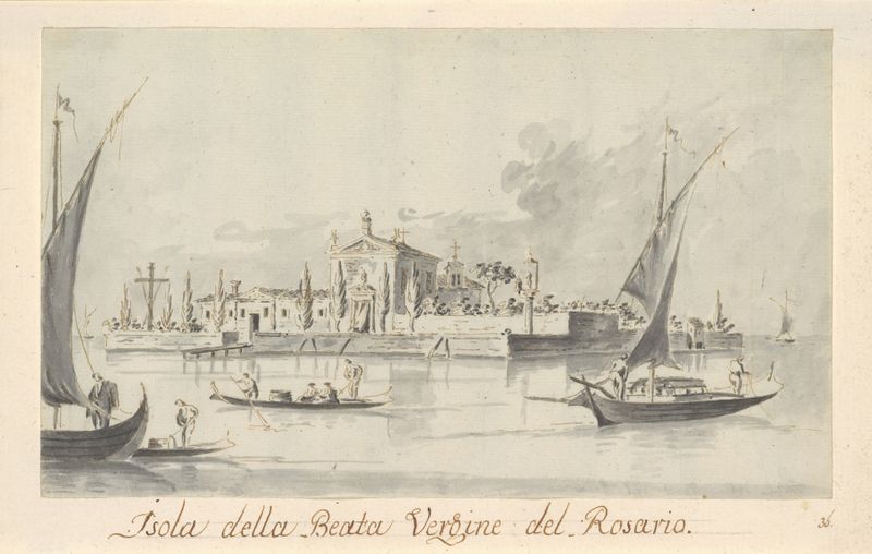 A Ilha da Beata Vergine del Rosario, óleo sobre tela de Giacomo Guardi