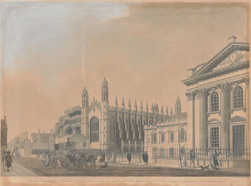 Gothic architecture of Kings College Chapel, oil painting by Thomas Malton the Younger, 1798
