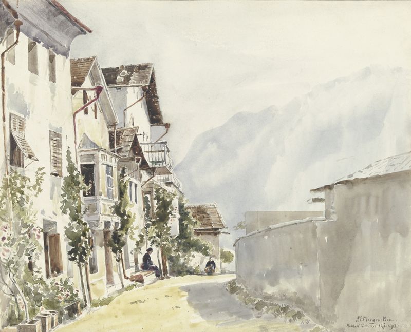 Rua em Mühlbach, óleo sobre tela de Friedrich Ernst Morgenstern