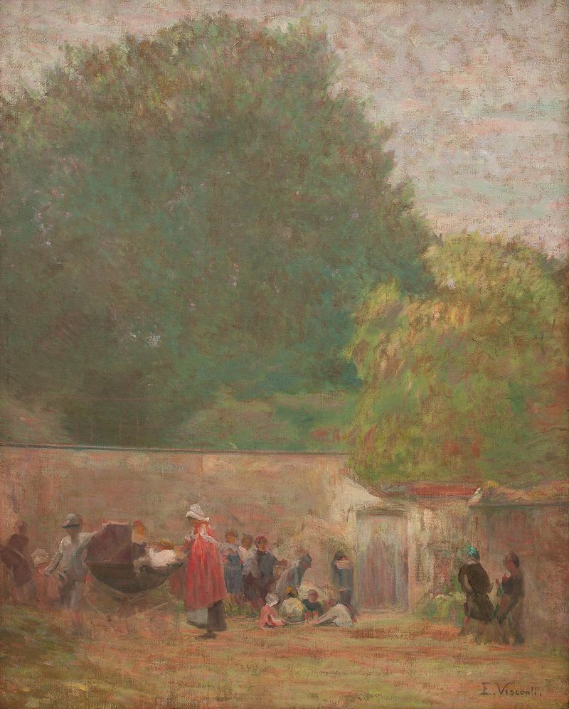Escena religiosa de San Huberto, pintura al óleo de Eliseu Visconti