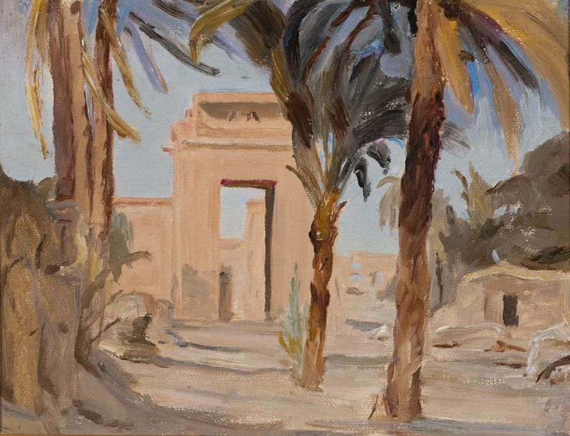 Entrada al templo en Karnak, óleo sobre lienzo de Jan Ciągliński