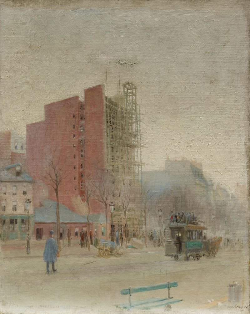 Genre scene with a solitary figure, oil painting by Paul Cornoyer