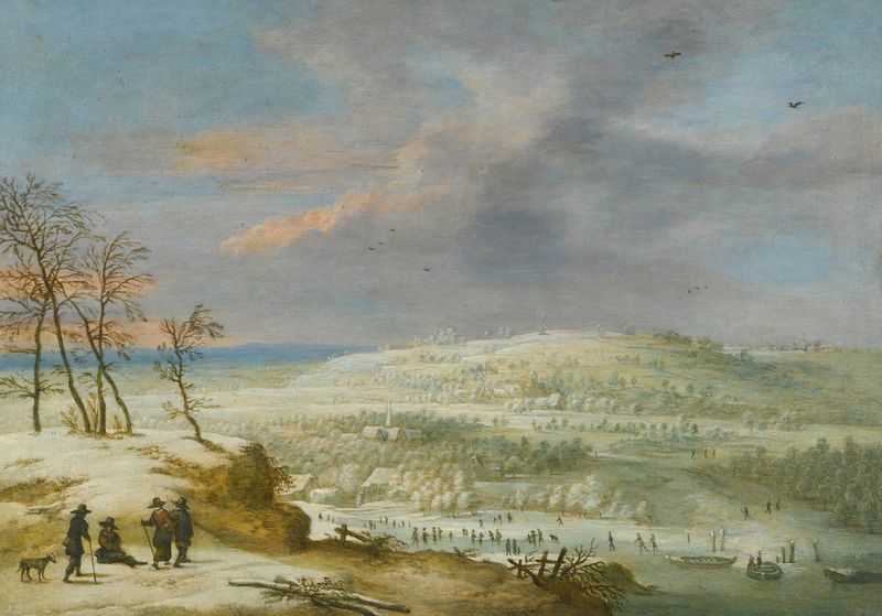 Paisagem representando as quatro estações por Lucas van Uden, pintura a óleo