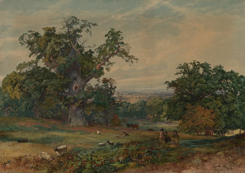 Paisagem de Bradford Rudge, c. 1825–85, apresentando luz e folhagem.