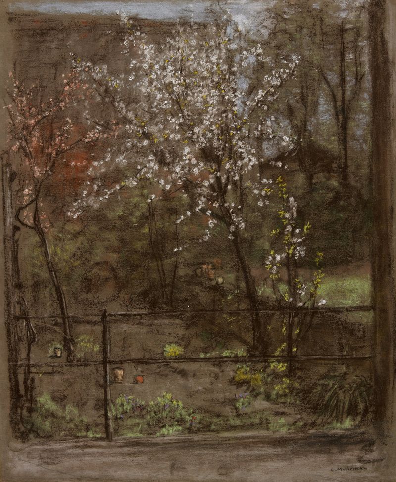 Spring Blossoms de Henry Muhrman, impressionismo, flores vibrantes na primavera.