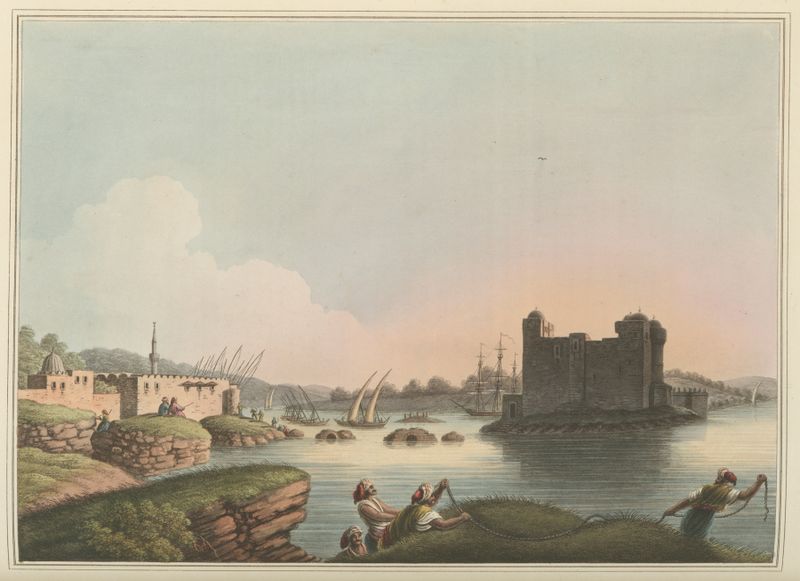 Marine scene of Port of Latachia by Luigi Mayer, oil painting