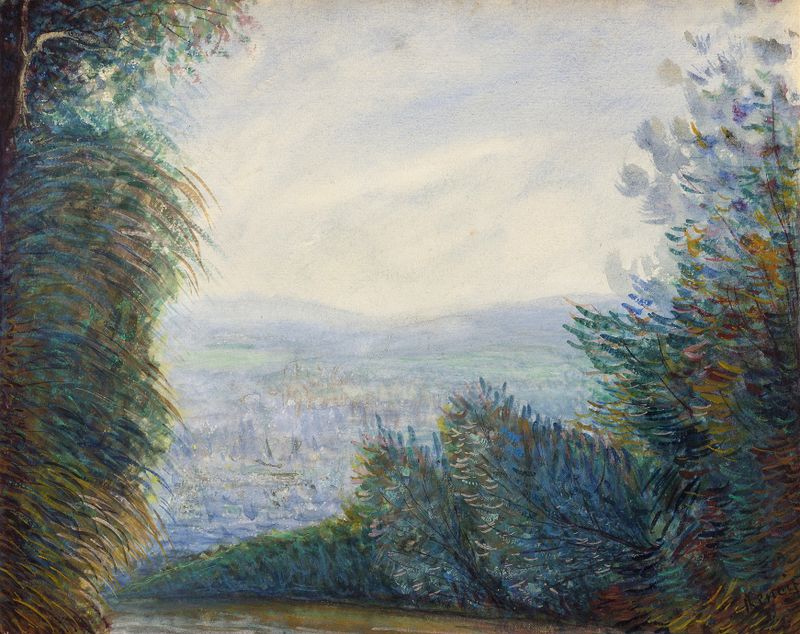 O Vale de Auvers no Rio Oise, óleo sobre tela de Pierre-Auguste Renoir
