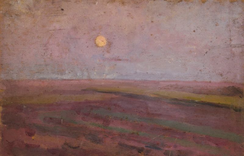 Lily Landscape de Tadeusz Makowski, retratando um lago sereno cercado por um jardim, pintura a óleo.