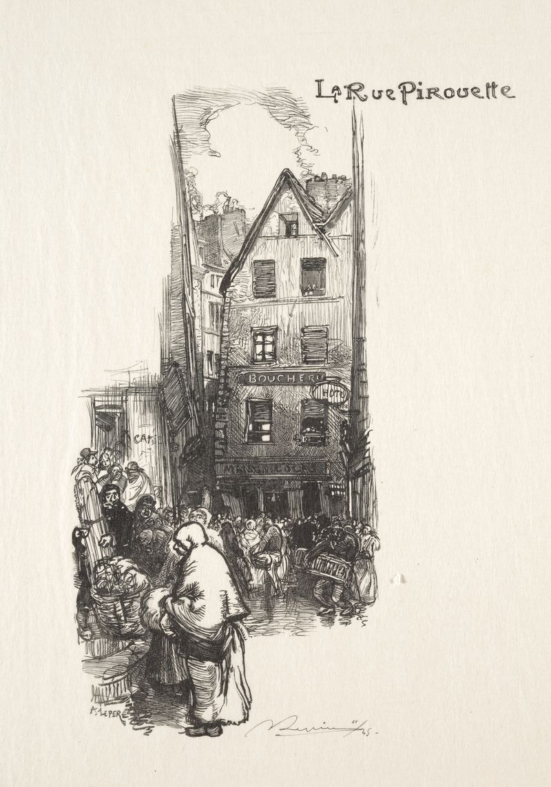 La Rue Pirouette by Auguste Louis Lepère, Impressionism, depicting a serene street scene.