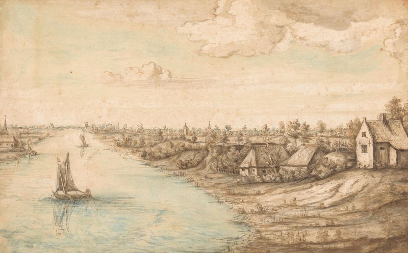 Rivierlandschap by Lucas van Uden, depicting a river landscape in oil painting.