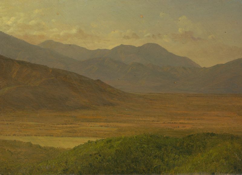 Landscape VII de Frederic Edwin Church, óleo sobre tela que representa uma paisagem serena.