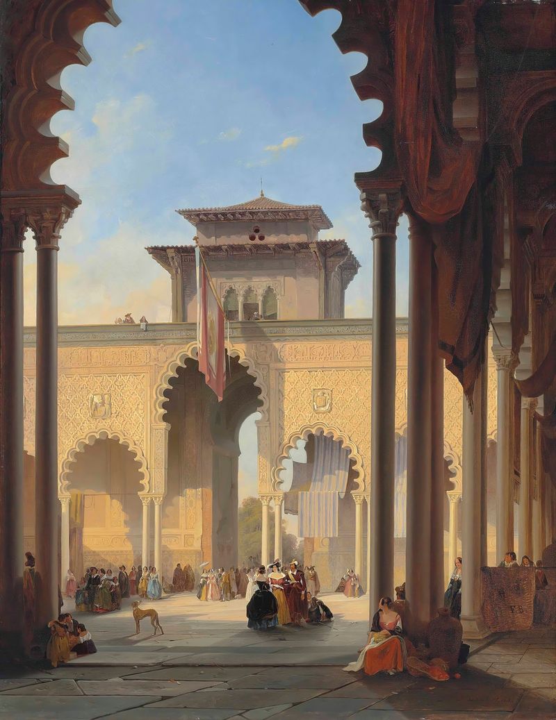 Court Of The Lions, The Alhambra, Granada by François Antoine Bossuet, oil painting