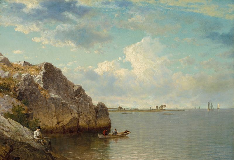 Landscape of hills and greenery in oil on canvas by David Johnson