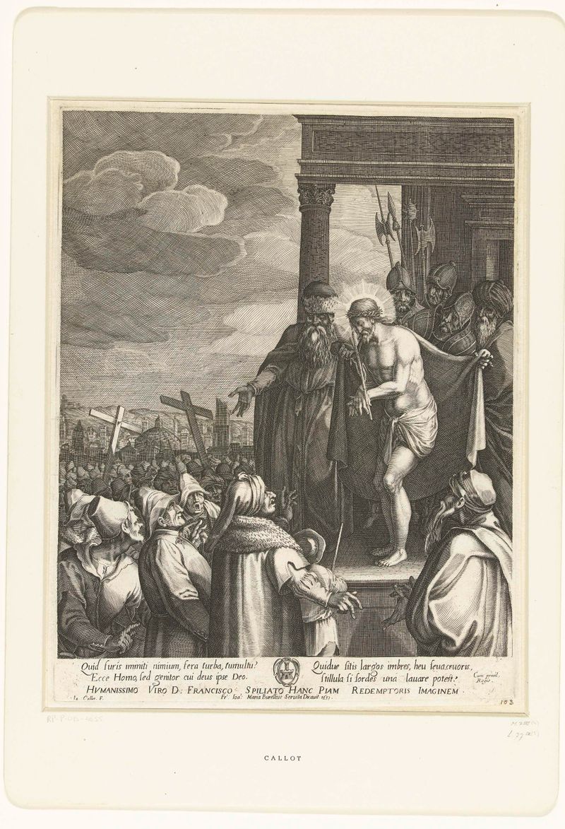 Grabado de Jacques Callot que representa a Cristo presentado a una multitud