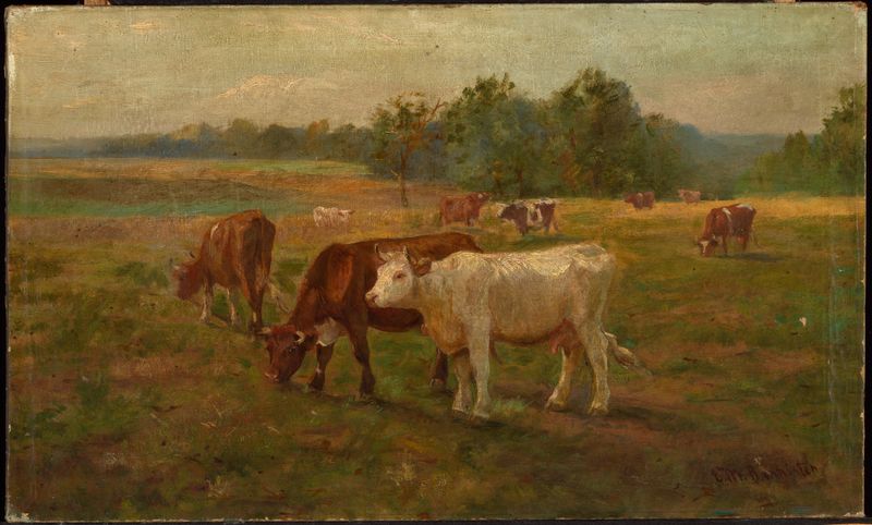 Cows de Edward Mitchell Bannister, realismo, retratando vacas em um cenário de paisagem