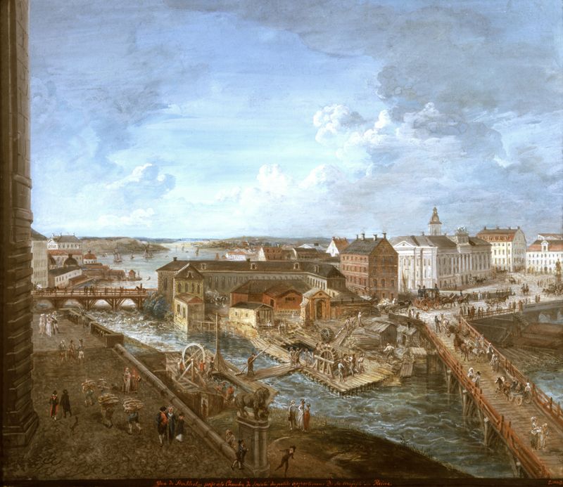 Landscape of Stockholm at twilight by Elias Martin, medium unknown