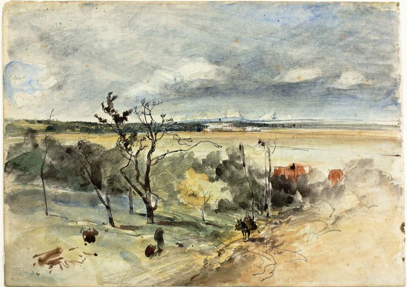 Paisaje con Hombre sobre un Burro, pintura al óleo de Johan Barthold Jongkind