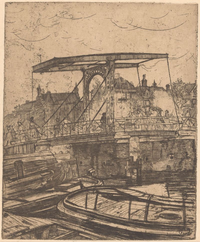 Oil painting of Magere Brug in Amsterdam by Pieter Dupont