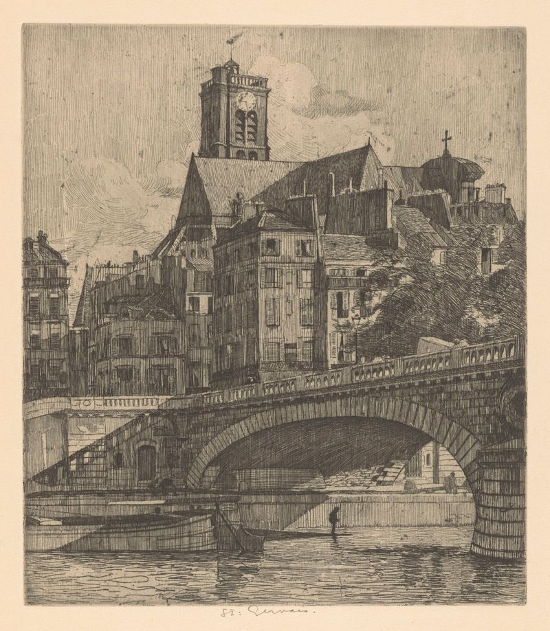 Realism artwork by Martin Monnickendam depicting Saint-Gervais church with light and shadow