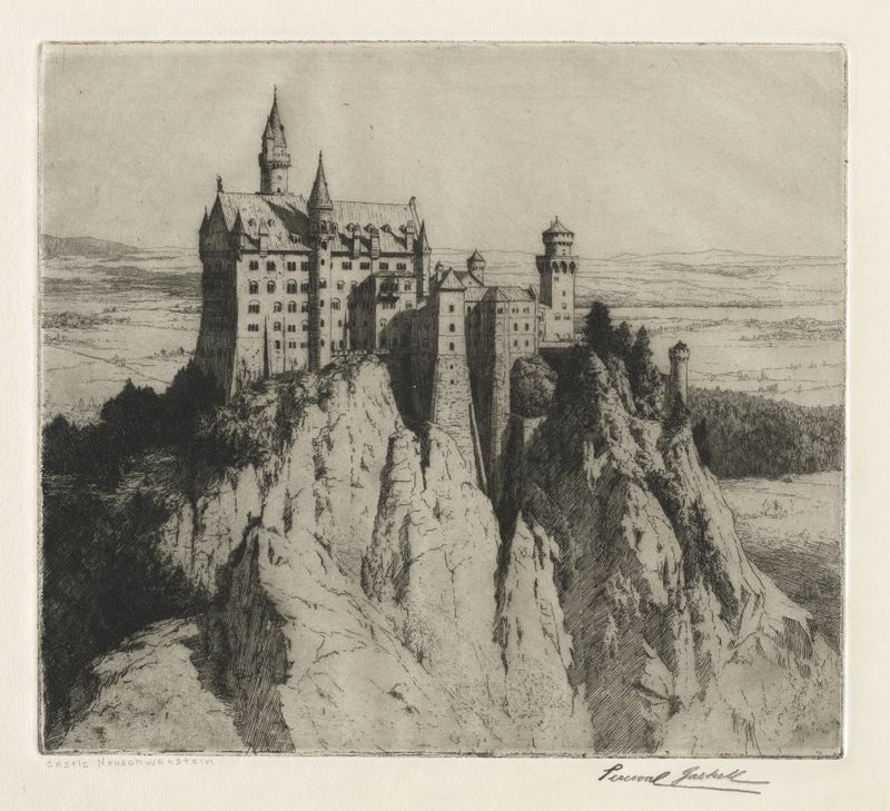 Castle Neuschwanstein by George Percival Gaskell, medium unknown