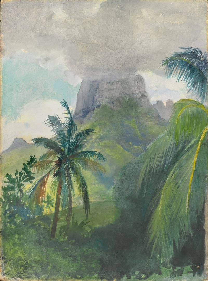 Landscape of Maua Roa mountain by John La Farge, oil painting