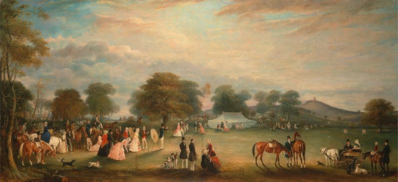Archery Meeting in Bradgate Park de John Ferneley, cena de gênero vitoriana