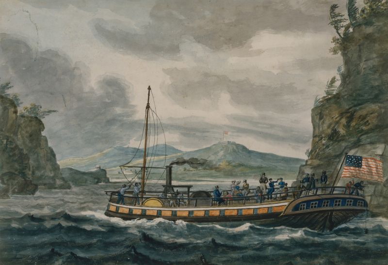 Steamboat Travel on the Hudson River by Pavel Petrovich Svinin, oil painting