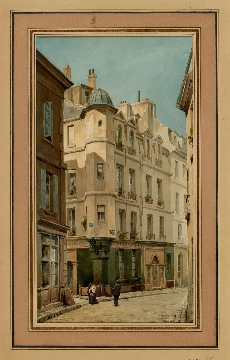 Architecture scene depicting buildings from 1869 by Louis-Martial-Théodat Masson
