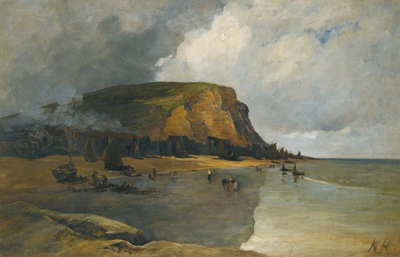 Hastings by Nathaniel Hone, oil on canvas depicting a coastline and turbulent sea